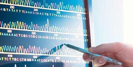 Photo of a computer screen displaying genetic code