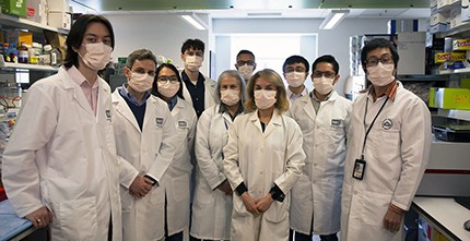 group of masked researchers in Dr. Kaplan's lab