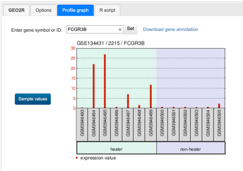 Screen shot showing the profile graph. 
