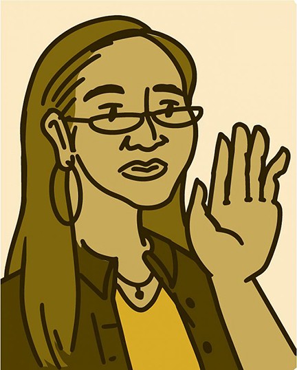 illustration of woman looking at her fingernails