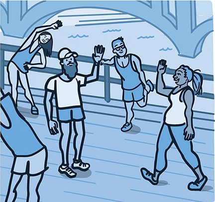Illustration of people being active