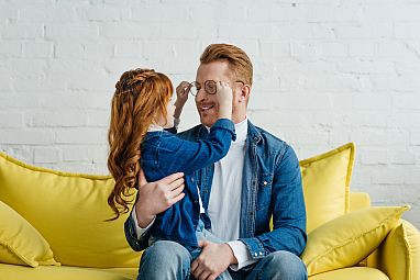 Man and girl with red hair