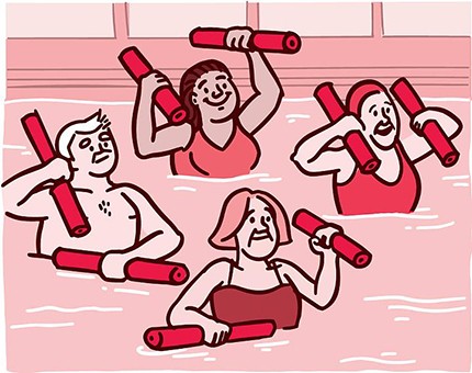 illustration of adults in a water aerobics class