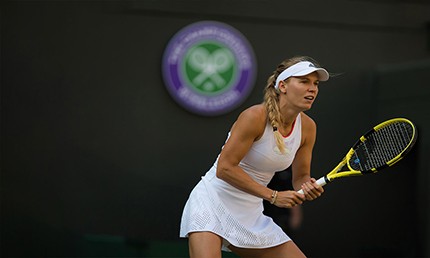 Photo of Wozniacki on the Wimbledon court