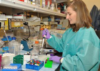 Amanda Poholek Ph.D. performs research on STAT proteins in the Molecular Immunology and Inflammation Branch.