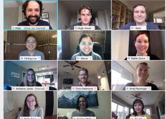 Screenshot of a WebEx call showing a grid with all members of the Grayson Lab
