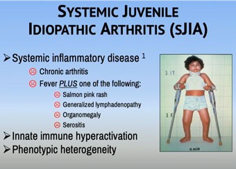 Powerpoint slide showing image of a child with crutches. 