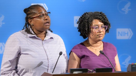 Two women presenting