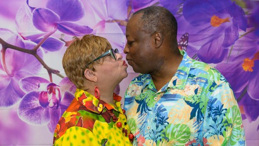 A man and a woman looking into each other's eyes.