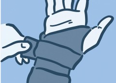 Illustration of hand with a wrist brace