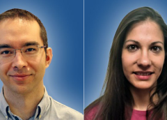 Photos of co-lead authors Iago Pinal-Fernandez, M.D., Ph.D., Staff Clinician, Sandra Muñoz-Braceras, Ph.D., Postdoctoral Fellow , of the NIAMS Muscle Disease Unit.