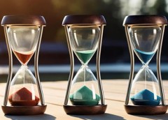 photograph of three hourglasses side-by-side 