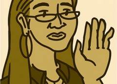 illustration of woman looking at her fingernails