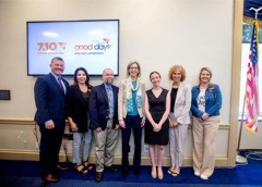 Photo of Good Days Chief Operating Officer Randie Odebralski, Clorinda Walley, Dr. Josh Fessel, Dr. Lindsey Criswell, Jess Myers, Dr. Karen Hacker and Good Days Vice President of Human Resources and Compliance Tricia Freels.