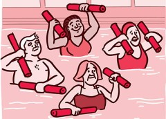 illustration of adults in a water aerobics class